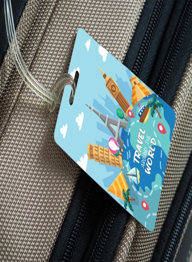 100yellow® Travel Around The World (LT-01) Luggage Tags, Bag Tag Travel Id Labels Tag for Baggage Suitcases Bags with Silicon ( Pack of 2 ) - Image 3